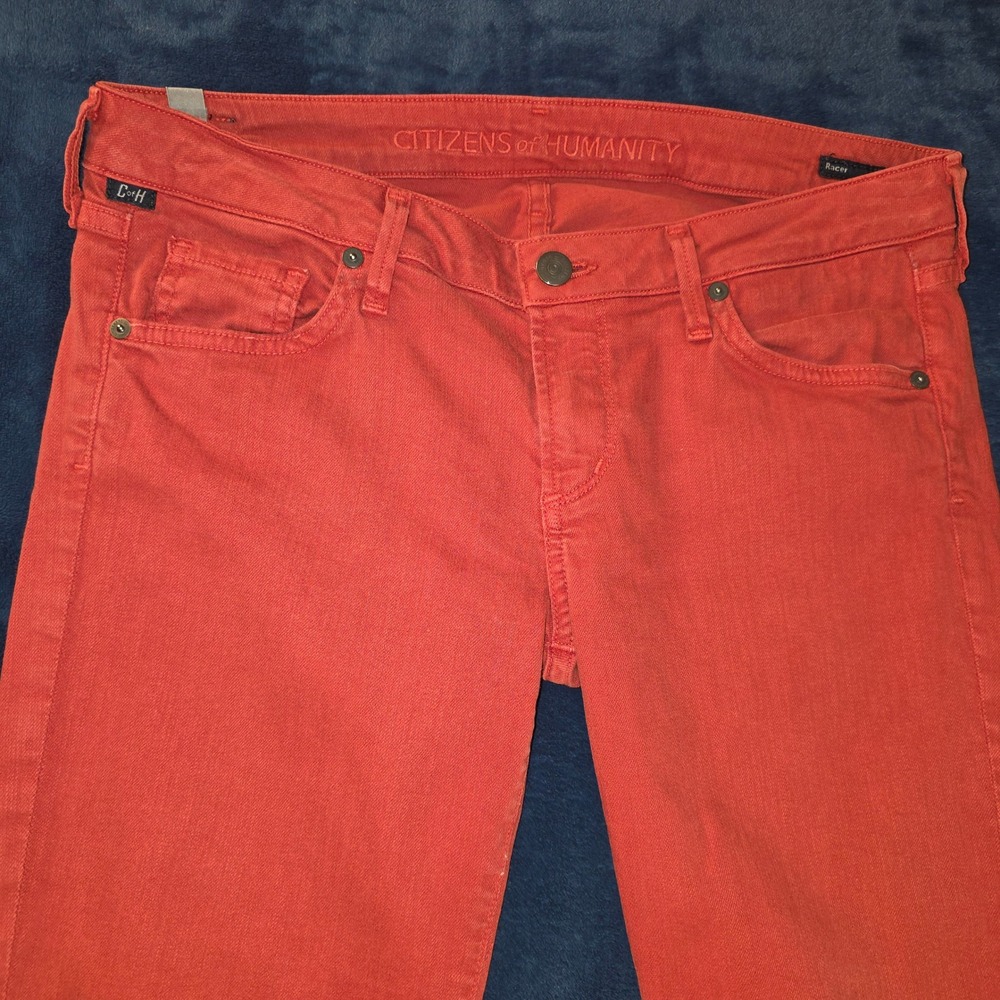 Citizens of Humanity Racer Low Rise Skinny Jeans Orange Coral Size 28 29